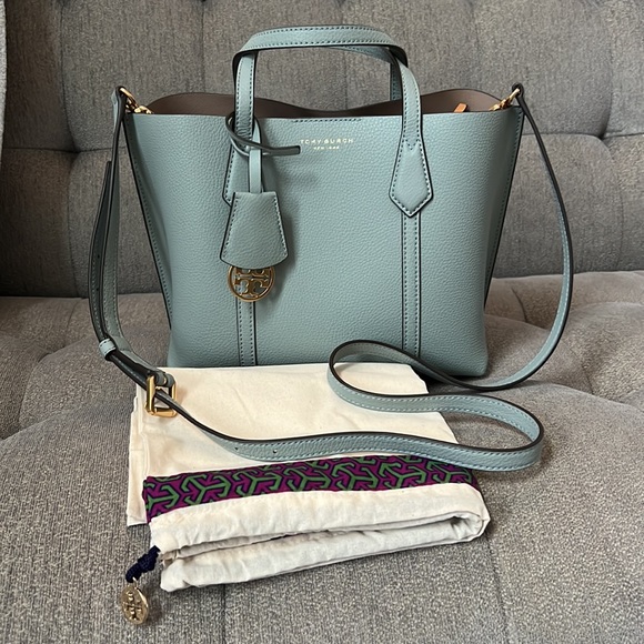 Tory Burch Small Perry Triple Compartment Tote Bag in Blue Celadon - Picture 15 of 15